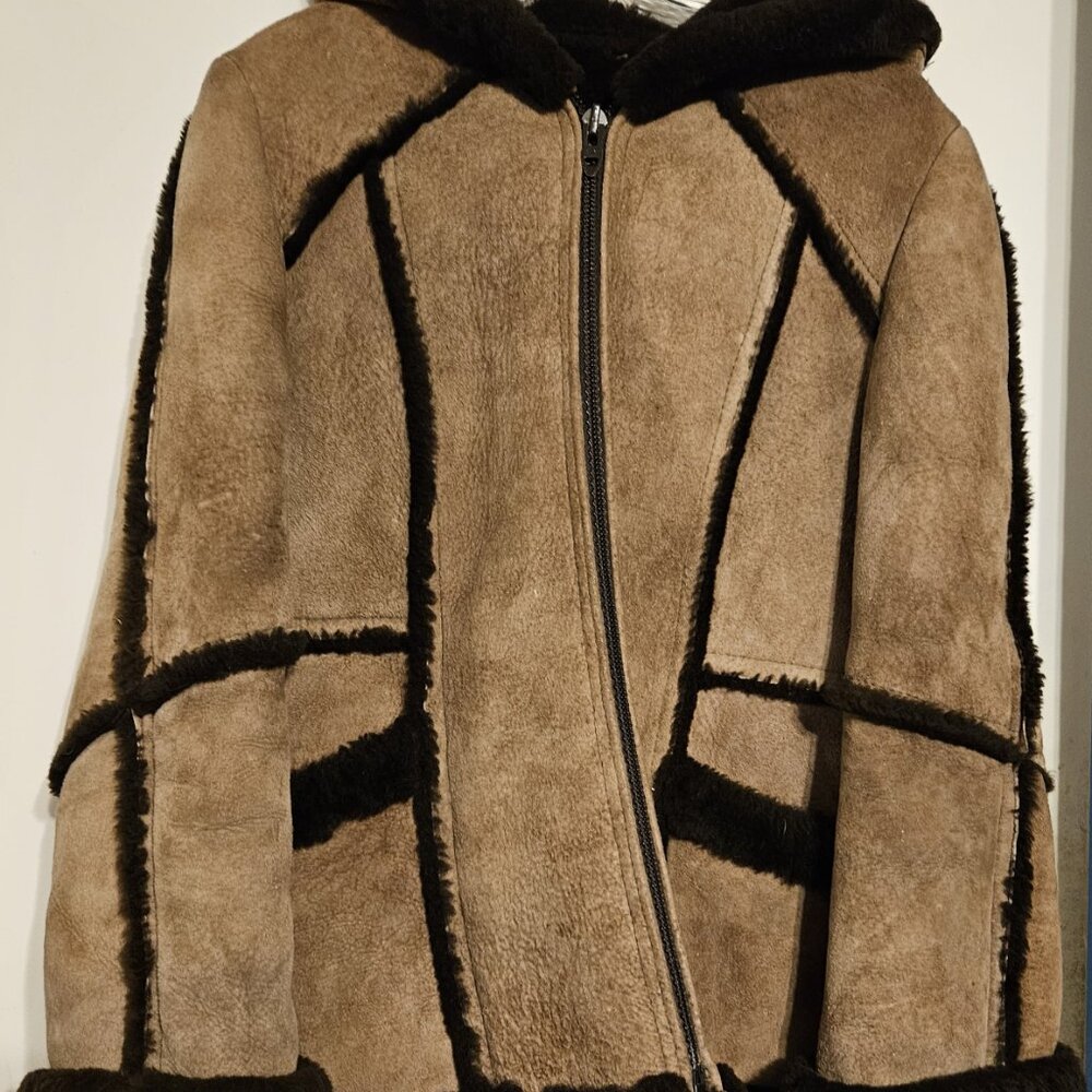 Vintage hooded shearling jacket